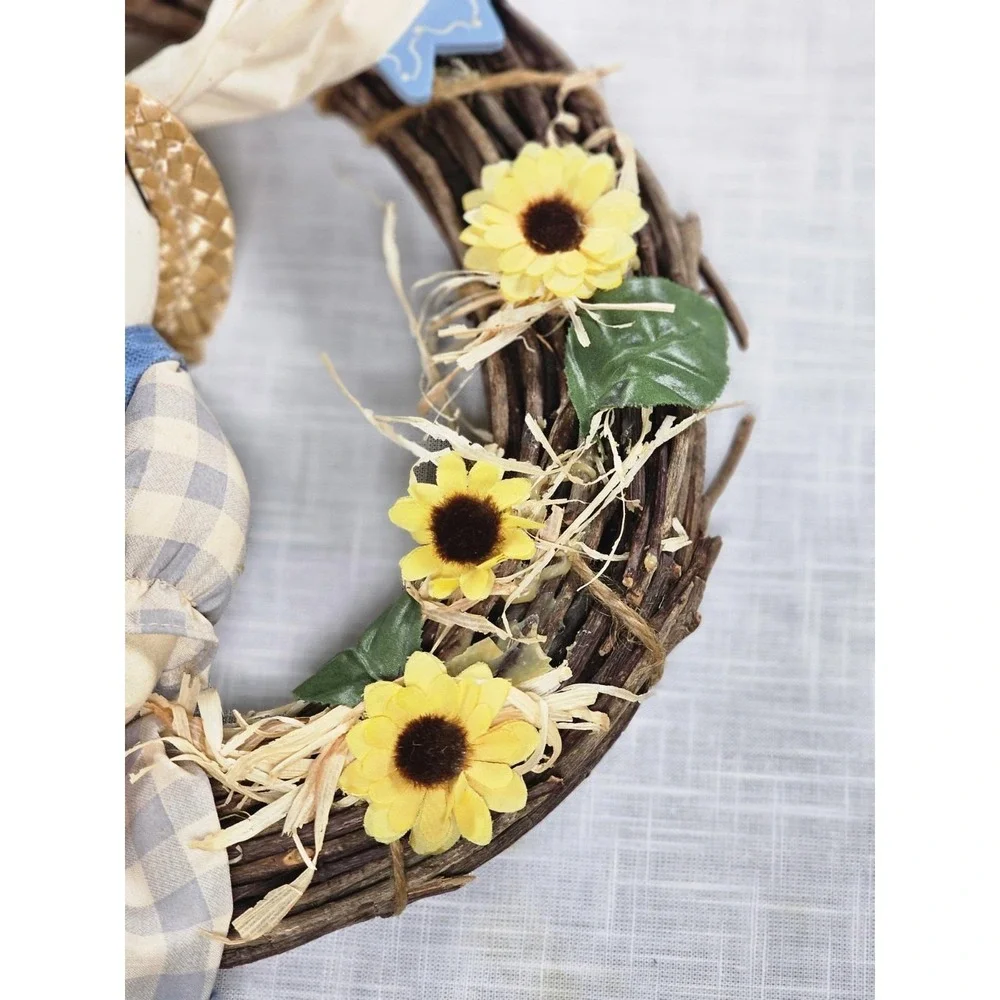 Vintage Easter Bunny Spring Grapevine Wreath Rustic Floral Door Decor